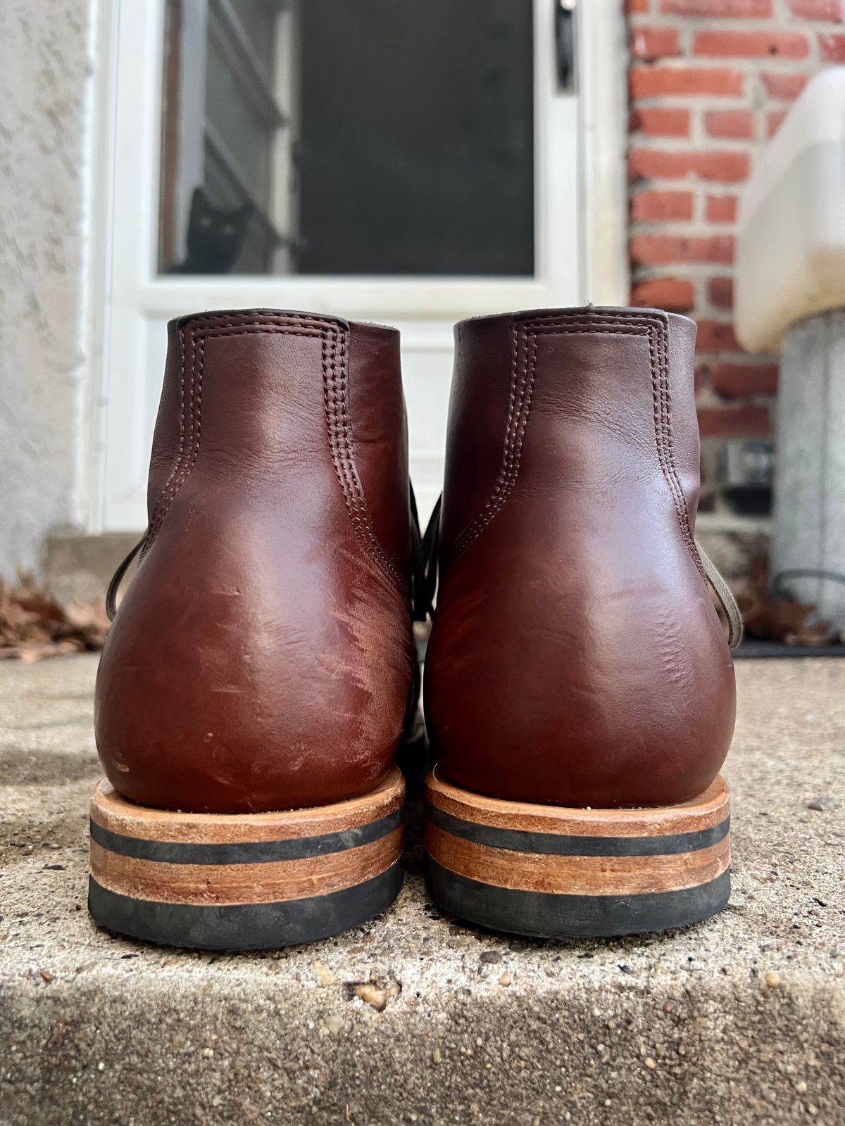 Photo by honestpanda on November 5, 2022 of the Viberg Boondocker BCT in Horween Pigment Brown Workshoe Butt.