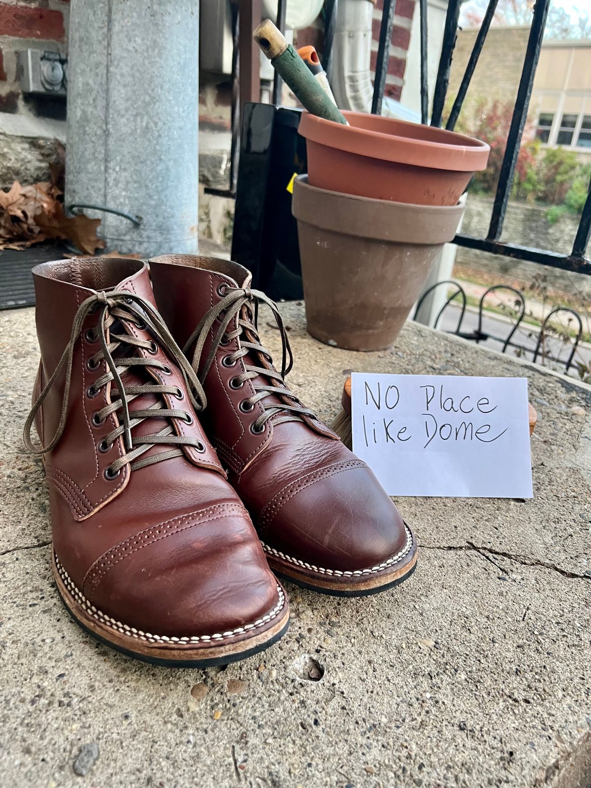 Photo by honestpanda on November 5, 2022 of the Viberg Boondocker BCT in Horween Pigment Brown Workshoe Butt.