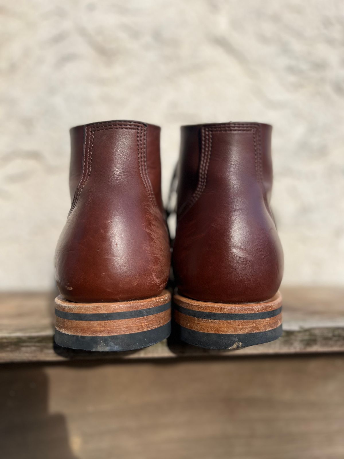 Photo by honestpanda on December 4, 2022 of the Viberg Boondocker BCT in Horween Pigment Brown Workshoe Butt.
