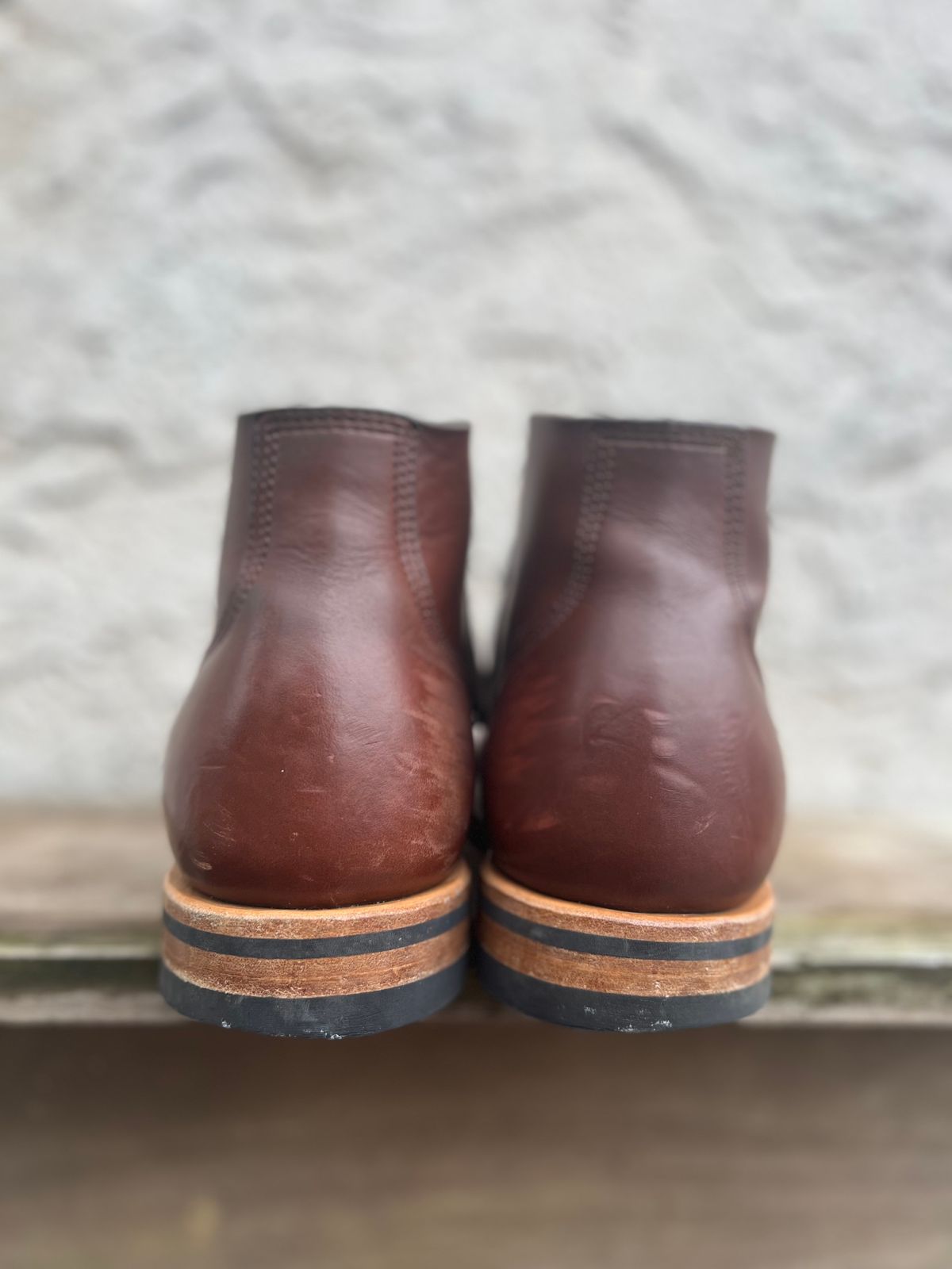 Photo by honestpanda on January 4, 2023 of the Viberg Boondocker BCT in Horween Pigment Brown Workshoe Butt.
