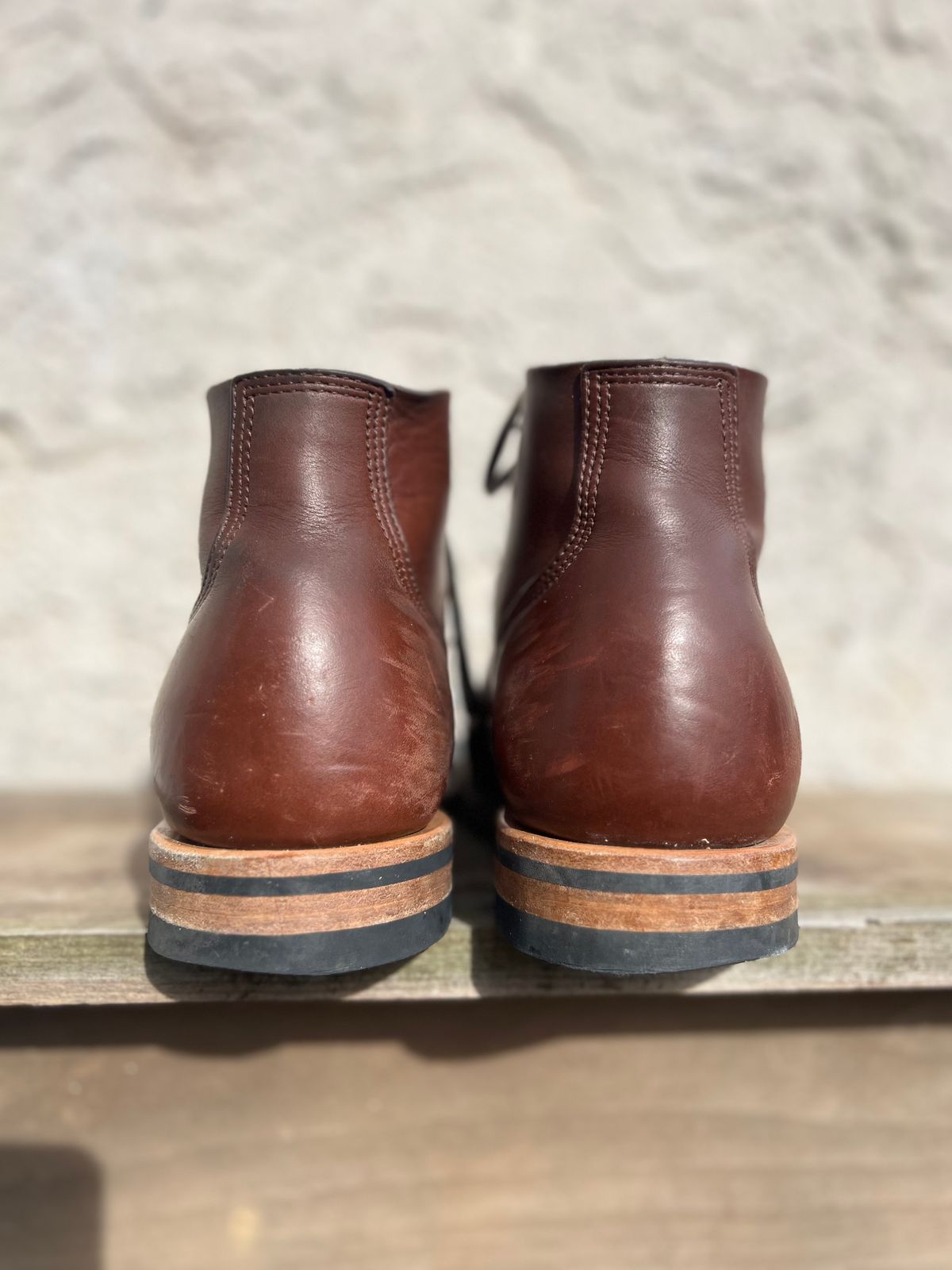 Photo by honestpanda on February 5, 2023 of the Viberg Boondocker BCT in Horween Pigment Brown Workshoe Butt.