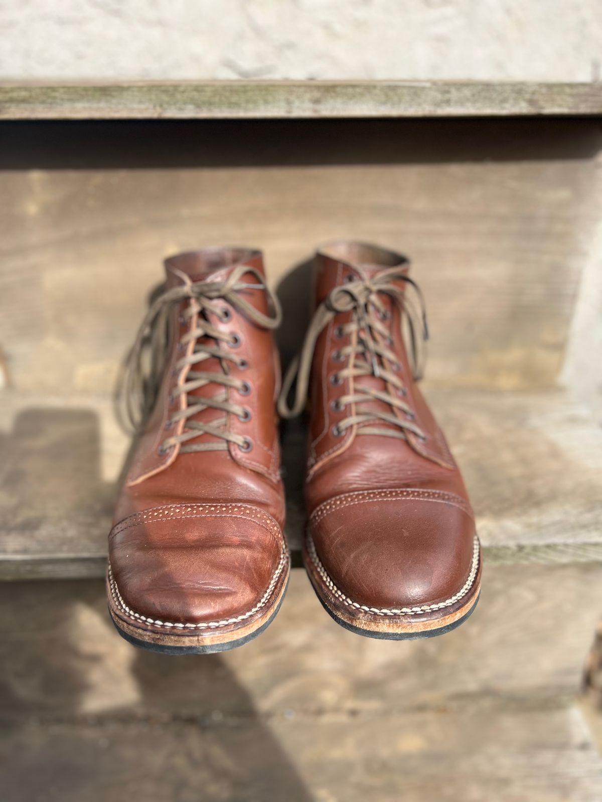 Photo by honestpanda on February 5, 2023 of the Viberg Boondocker BCT in Horween Pigment Brown Workshoe Butt.