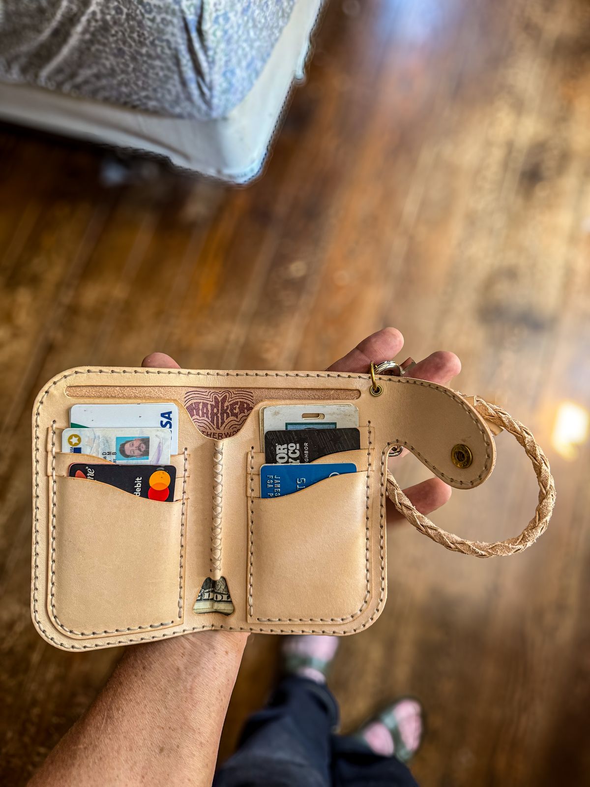 Photo by GoodtimeJohnny on August 11, 2025 of the Harker Leather Work Blue Ridge Billfold in Natural Veg Tan.