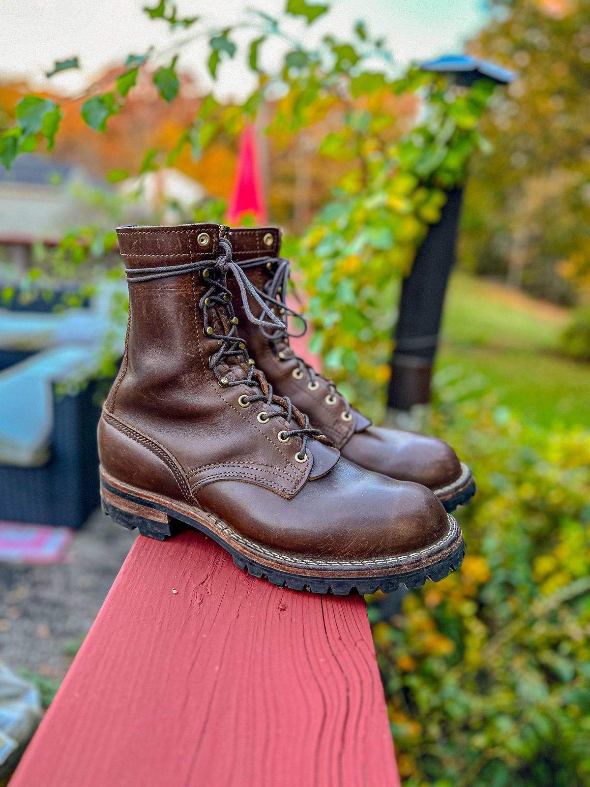 Photo by GoodtimeJohnny on October 26, 2023 of the Nicks BuilderPro in Horween British Tan Chromexcel.