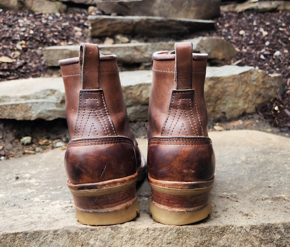 Photo by yorkpahomes on February 1, 2024 of the Nicks Urban Logger in Horween Natural Chromexcel.