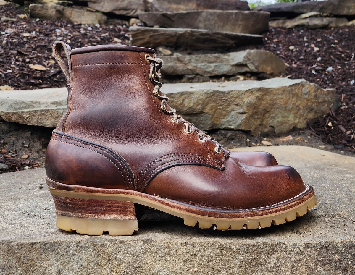 Photo by yorkpahomes on February 1, 2024 of the Nicks Urban Logger in Horween Natural Chromexcel.