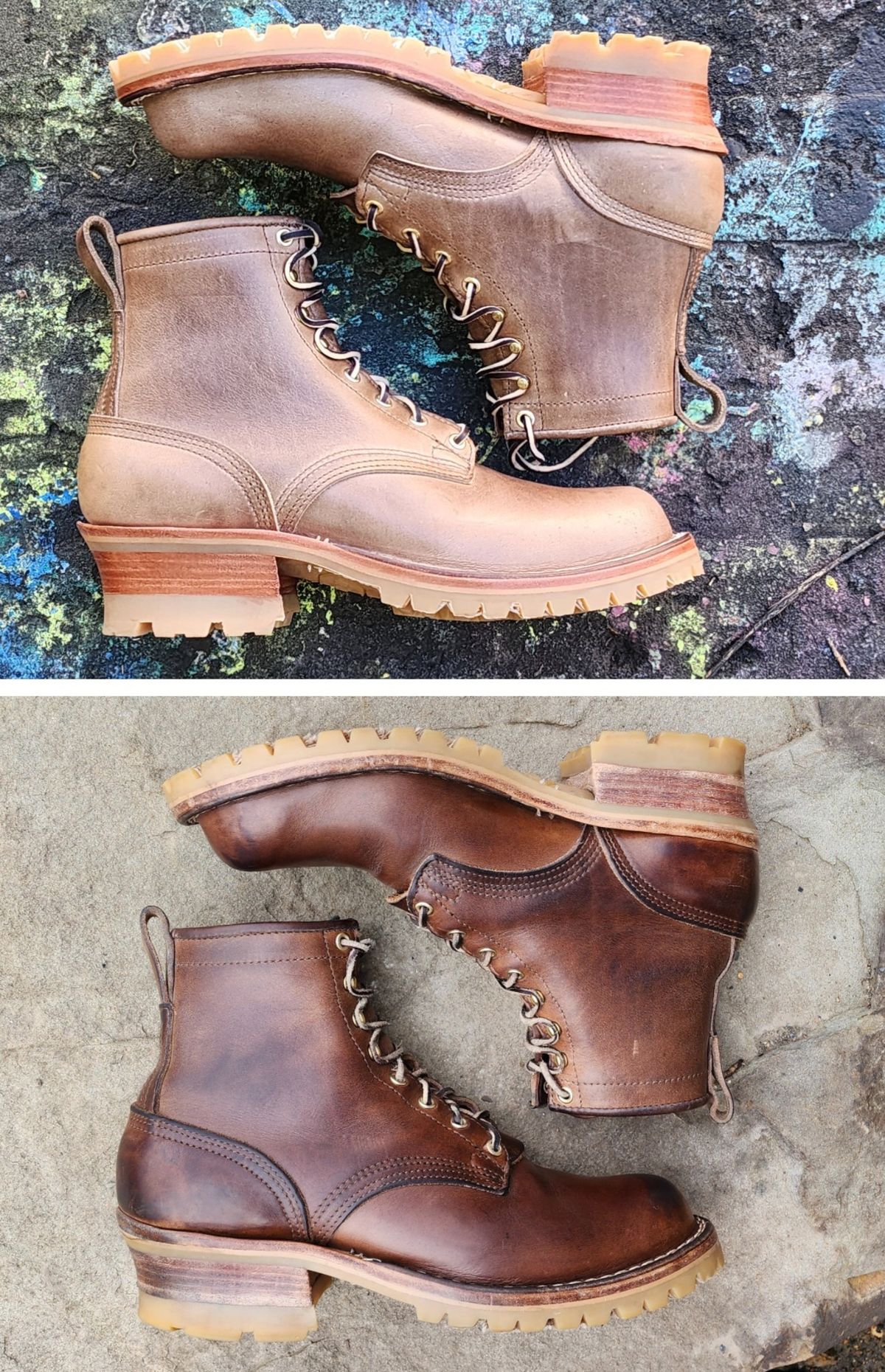 Photo by yorkpahomes on February 1, 2024 of the Nicks Urban Logger in Horween Natural Chromexcel.