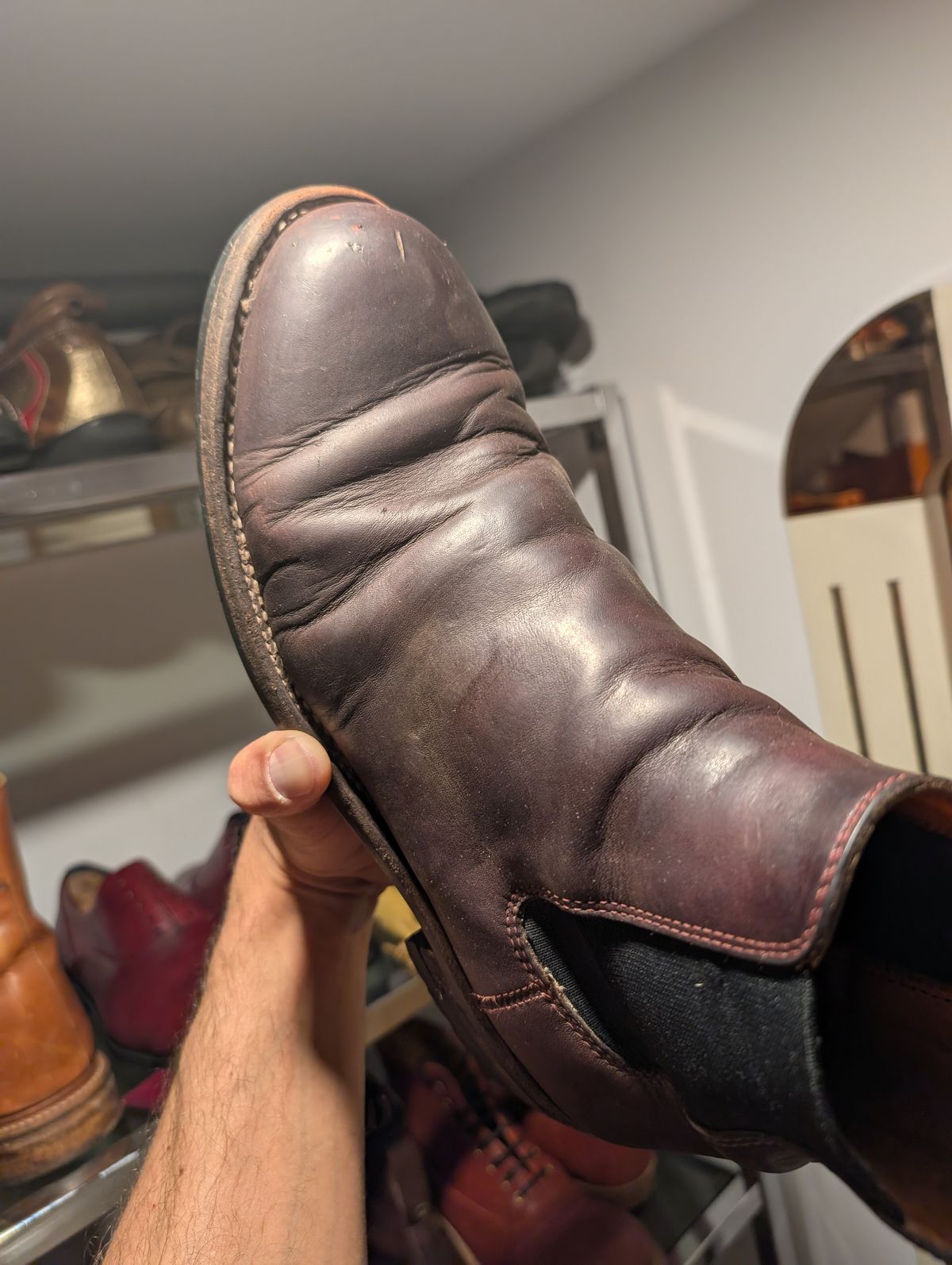 Photo by art.directorofpatina on April 12, 2026 of the Bordon Isidro in Wickett & Craig Burgundy Oiled Latigo.