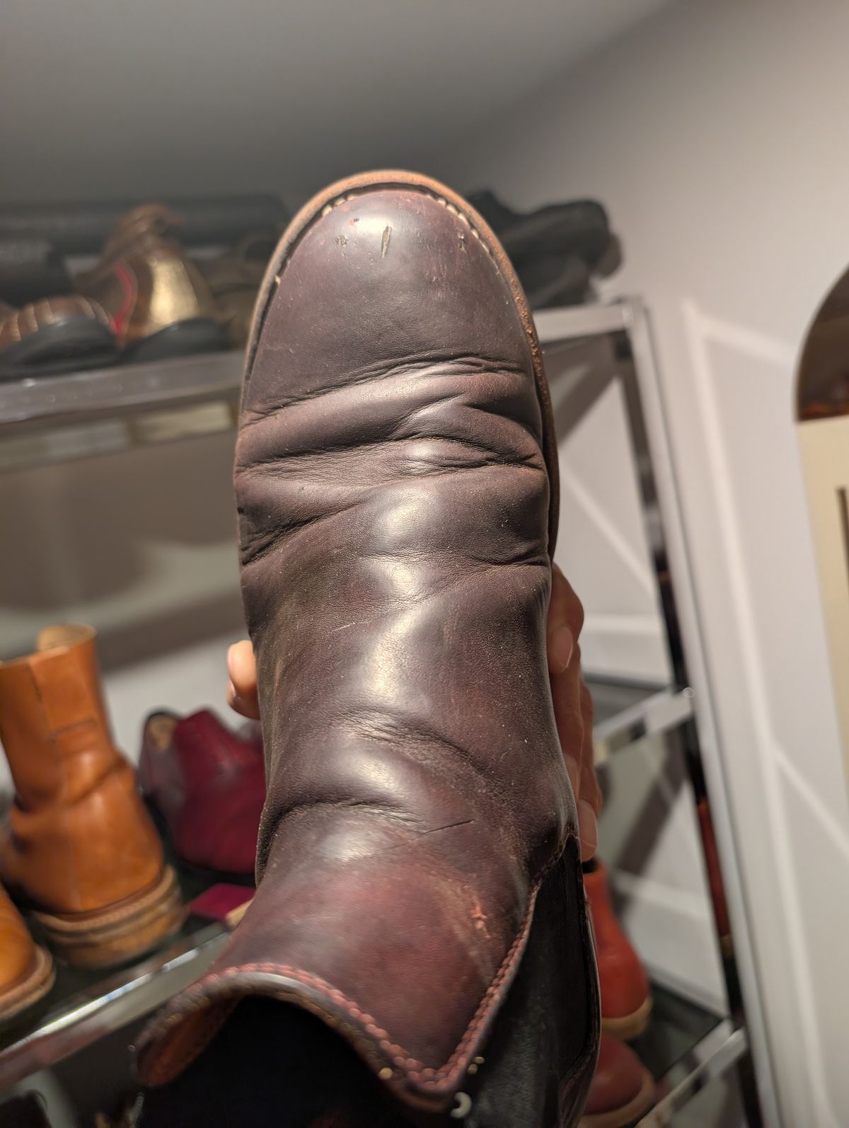 Photo by art.directorofpatina on April 12, 2026 of the Bordon Isidro in Wickett & Craig Burgundy Oiled Latigo.