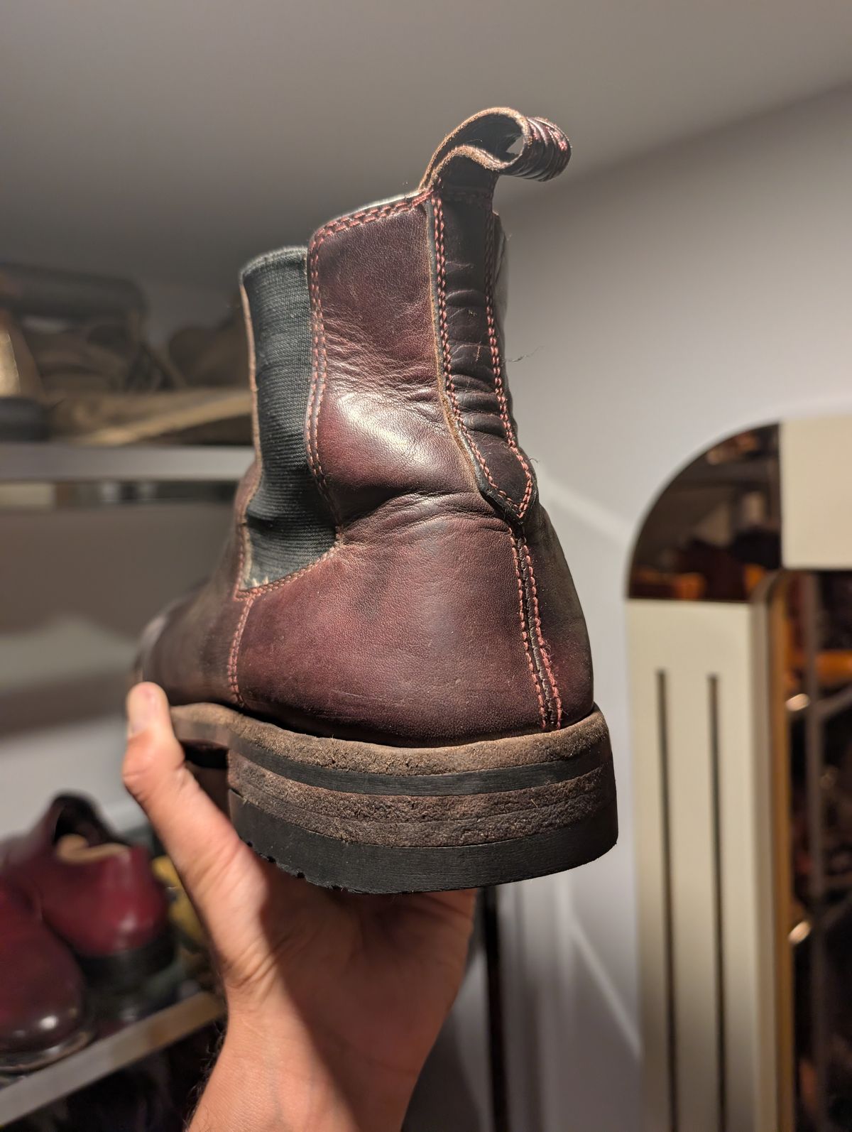 Photo by art.directorofpatina on April 12, 2026 of the Bordon Isidro in Wickett & Craig Burgundy Oiled Latigo.