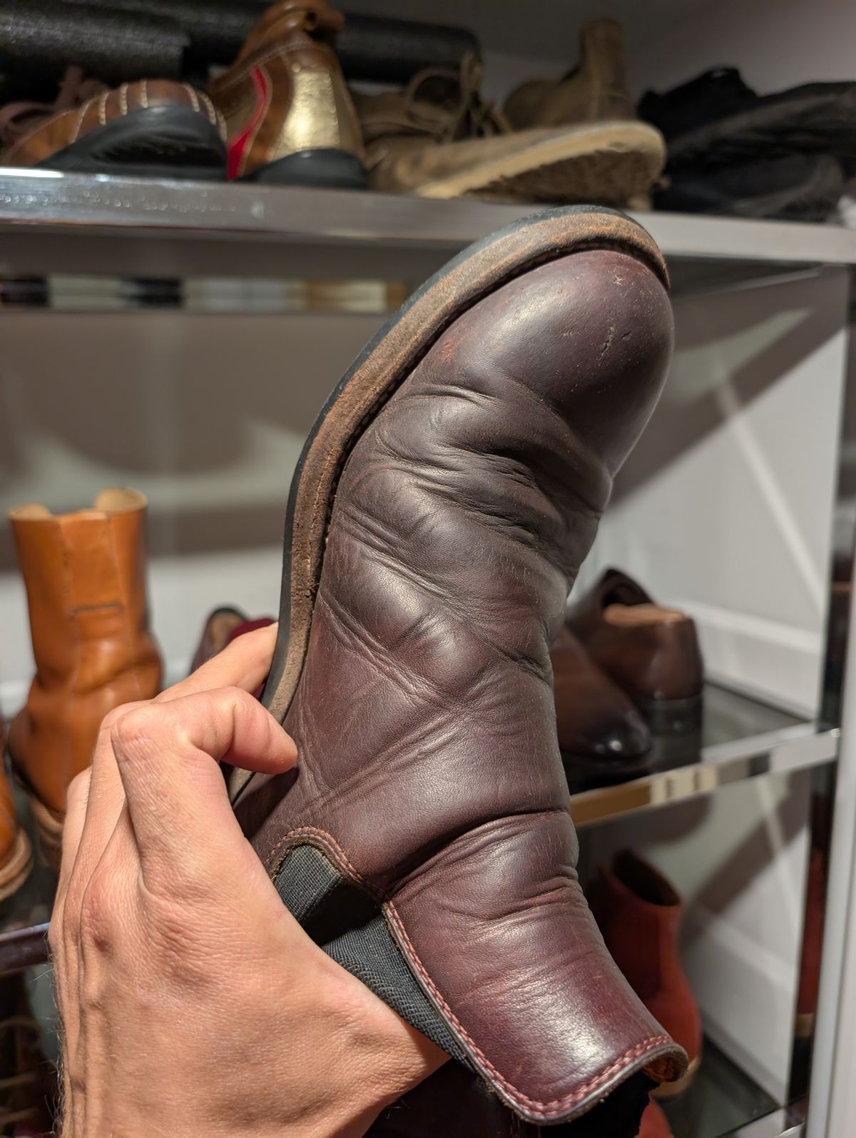 Photo by art.directorofpatina on April 12, 2026 of the Bordon Isidro in Wickett & Craig Burgundy Oiled Latigo.