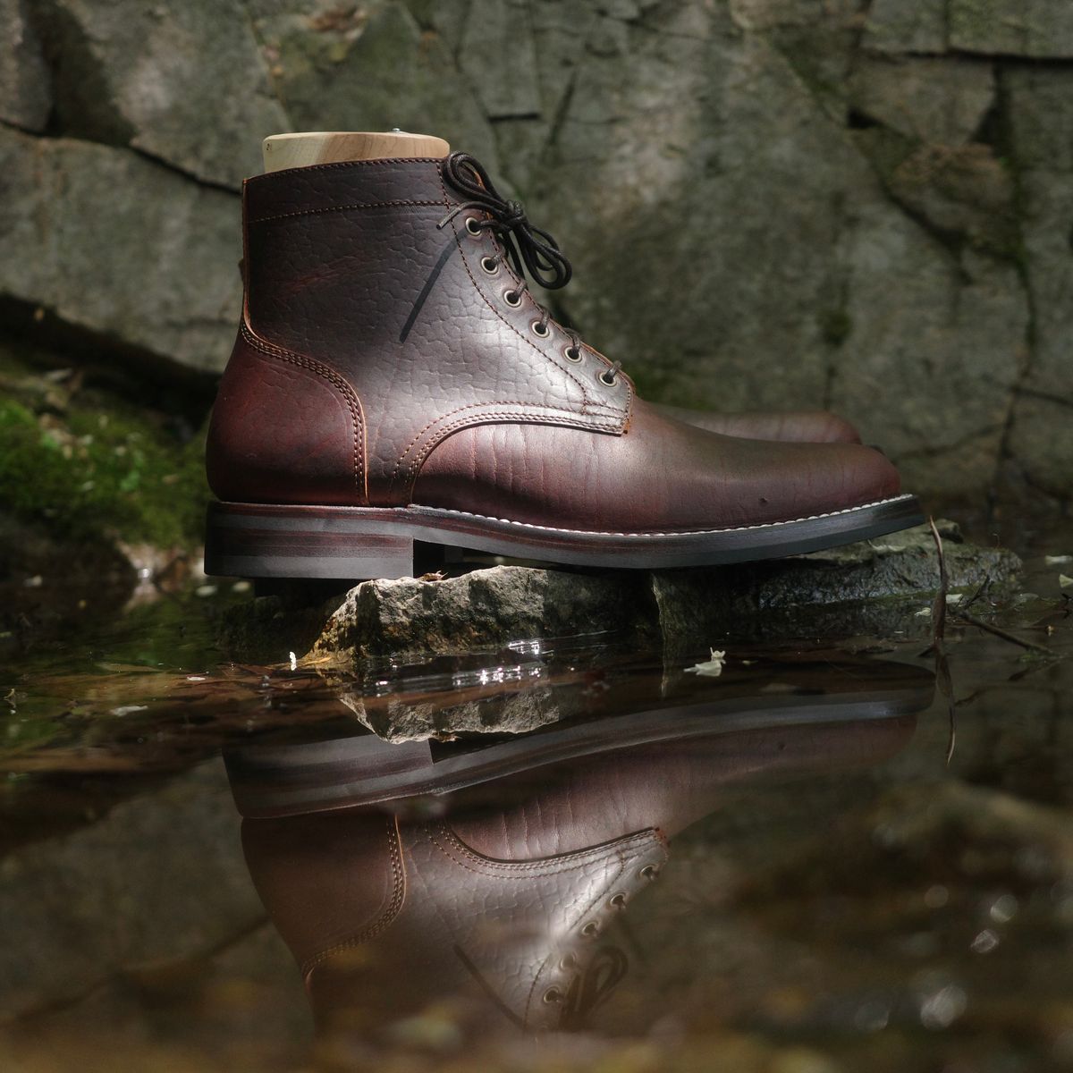 Photo by have.boots.will.travel on May 17, 2026 of the Caswell Boot Company Lisbon in Gallun Overdyed Cognac Horsebutt.