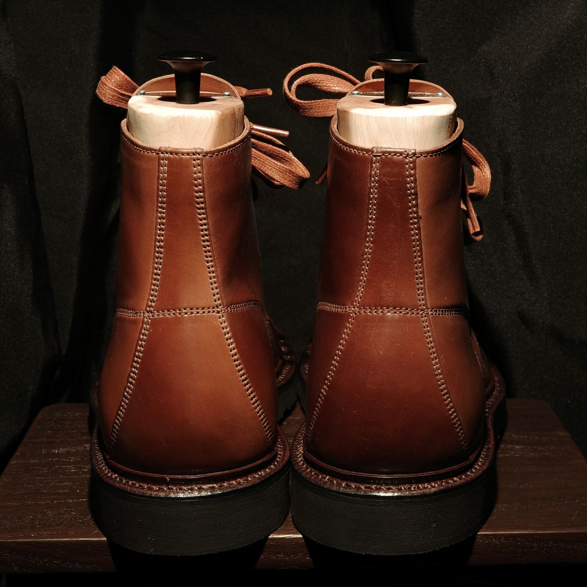Photo by have.boots.will.travel on September 30, 2025 of the Grant Stone Brass Boot in Horween Honey Glazed Shell Cordovan.