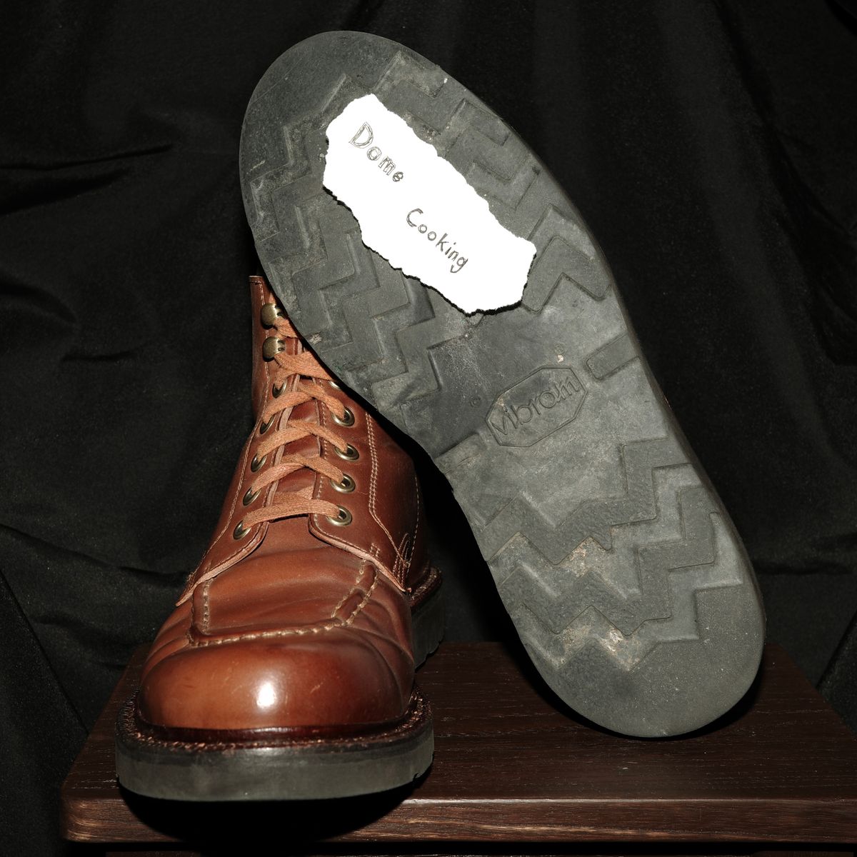 Photo by have.boots.will.travel on November 6, 2025 of the Grant Stone Brass Boot in Horween Honey Glazed Shell Cordovan.