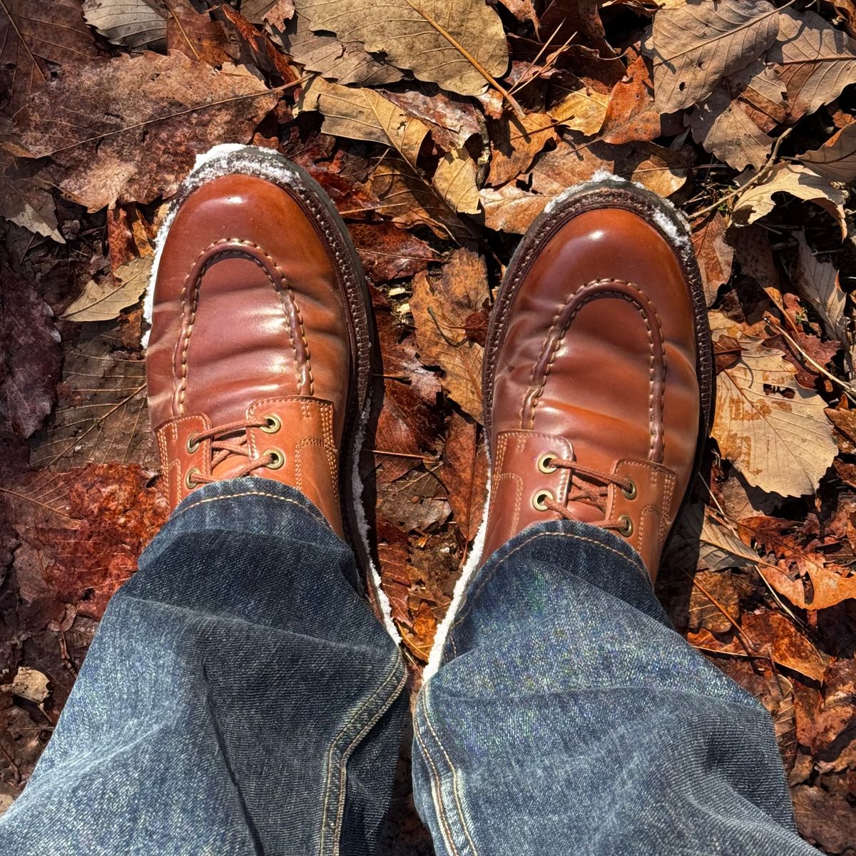 Photo by have.boots.will.travel on February 3, 2026 of the Grant Stone Brass Boot in Horween Honey Glazed Shell Cordovan.