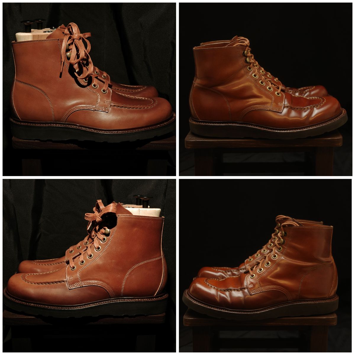 Photo by have.boots.will.travel on April 7, 2026 of the Grant Stone Brass Boot in Horween Honey Glazed Shell Cordovan.