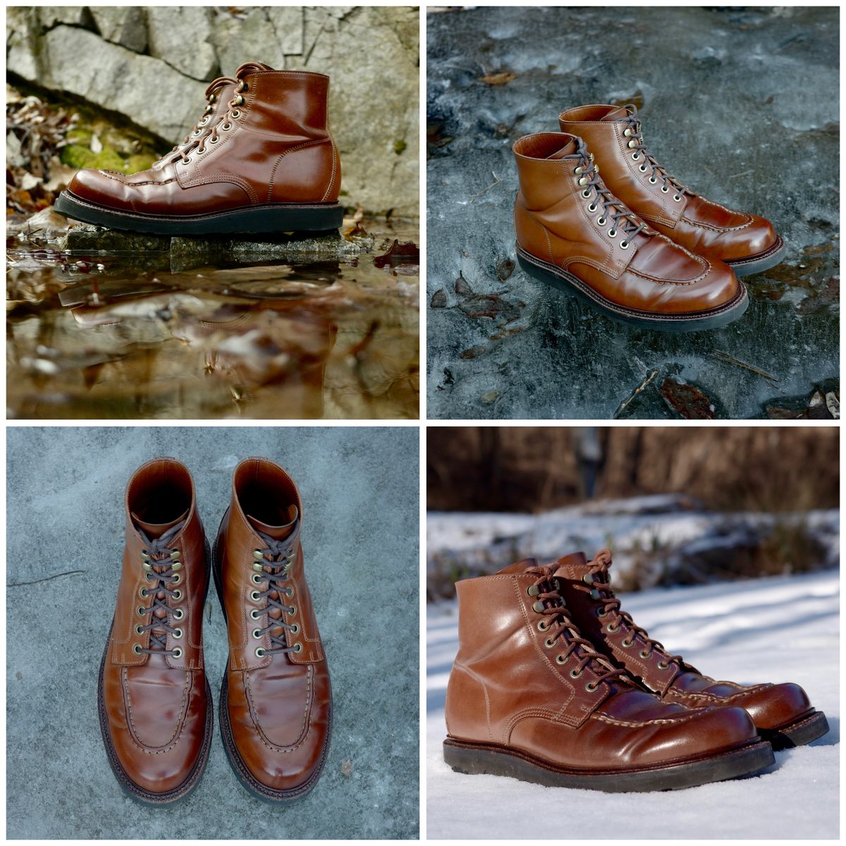Photo by have.boots.will.travel on April 8, 2026 of the Grant Stone Brass Boot in Horween Honey Glazed Shell Cordovan.