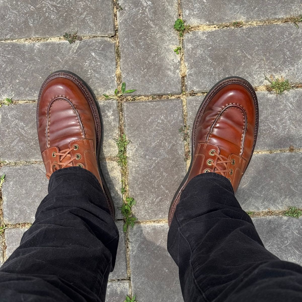 Photo by have.boots.will.travel on June 8, 2026 of the Grant Stone Brass Boot in Horween Honey Glazed Shell Cordovan.