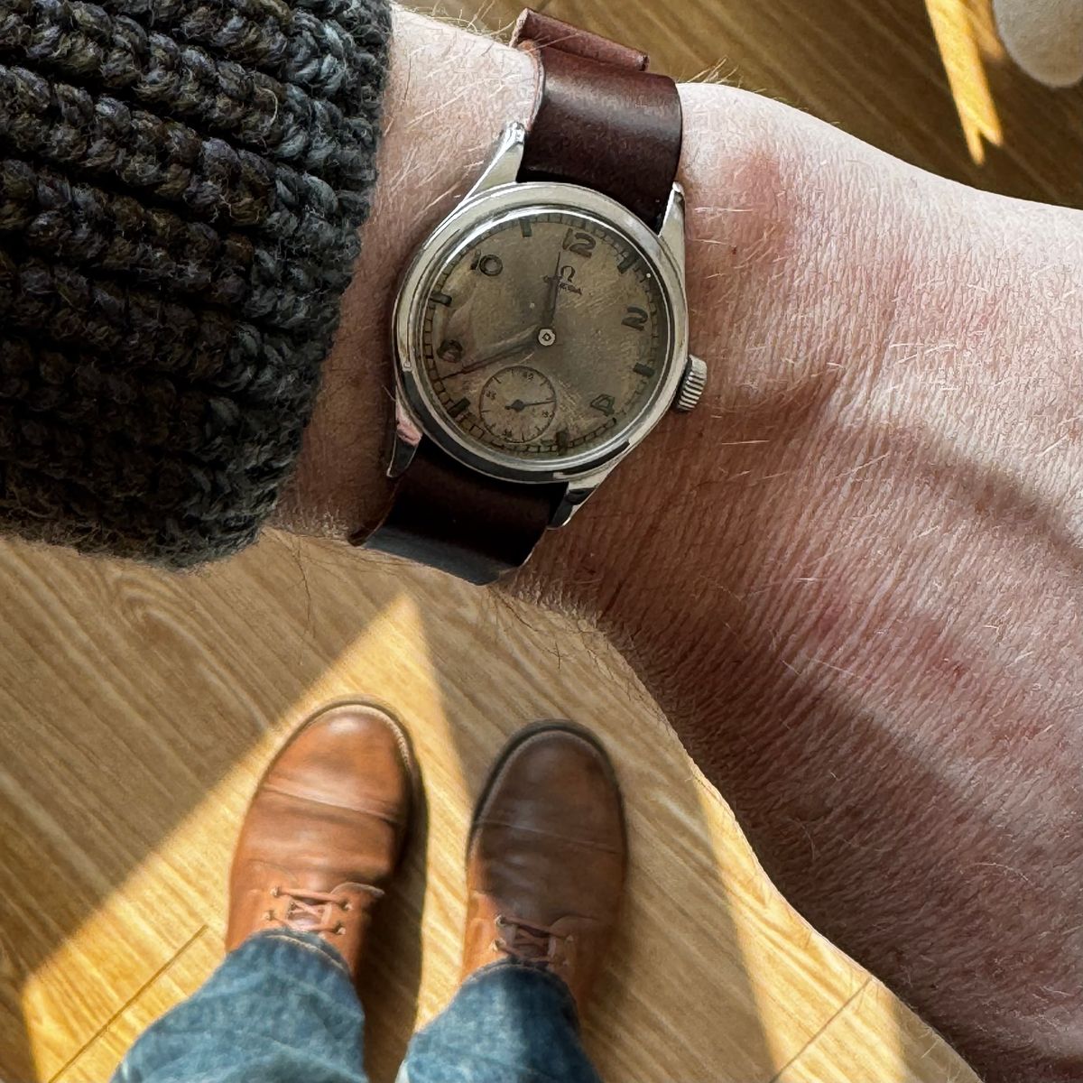 Photo by have.boots.will.travel on February 2, 2026 of the Viberg Service Boot PCT in Horween Golden Brown Predator Roughout.