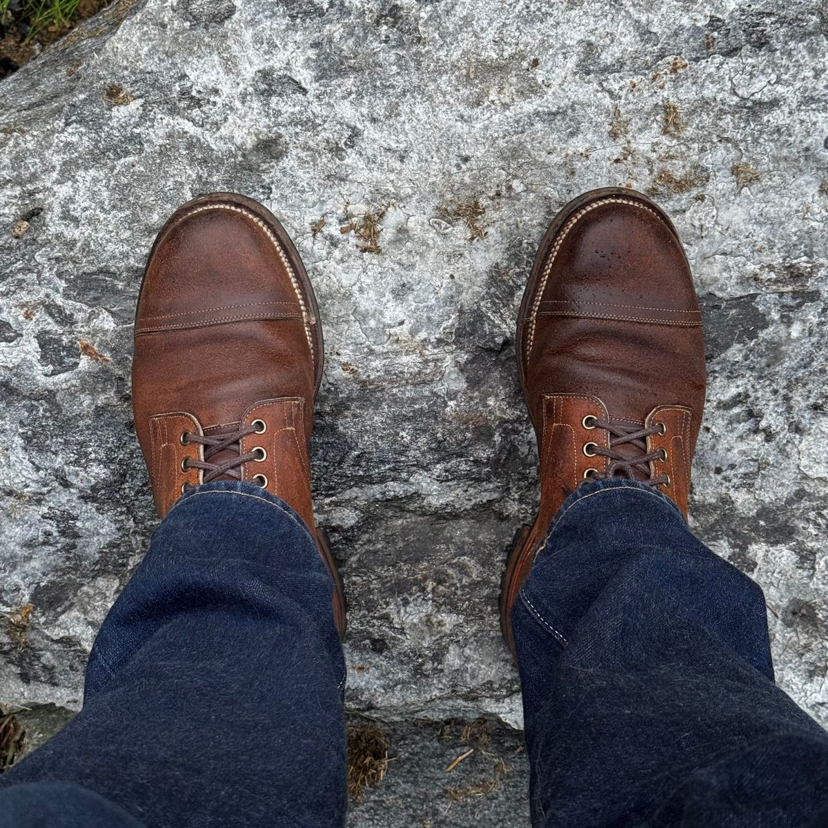 Photo by have.boots.will.travel on May 28, 2026 of the Viberg Service Boot PCT in Horween Golden Brown Predator Roughout.