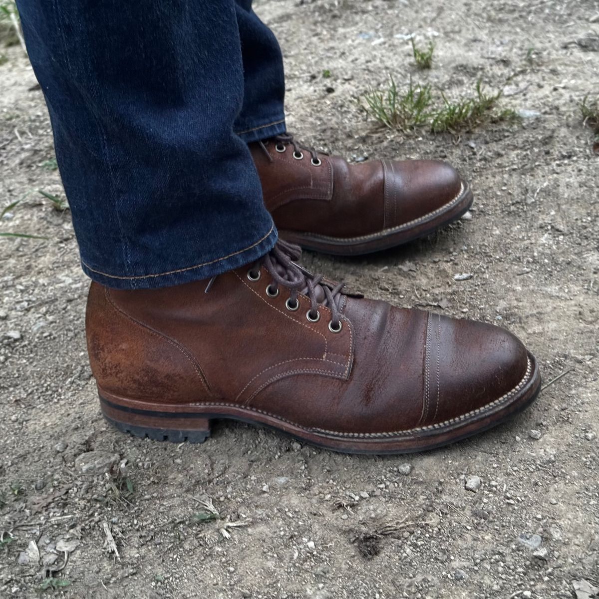 Photo by have.boots.will.travel on June 1, 2026 of the Viberg Service Boot PCT in Horween Golden Brown Predator Roughout.