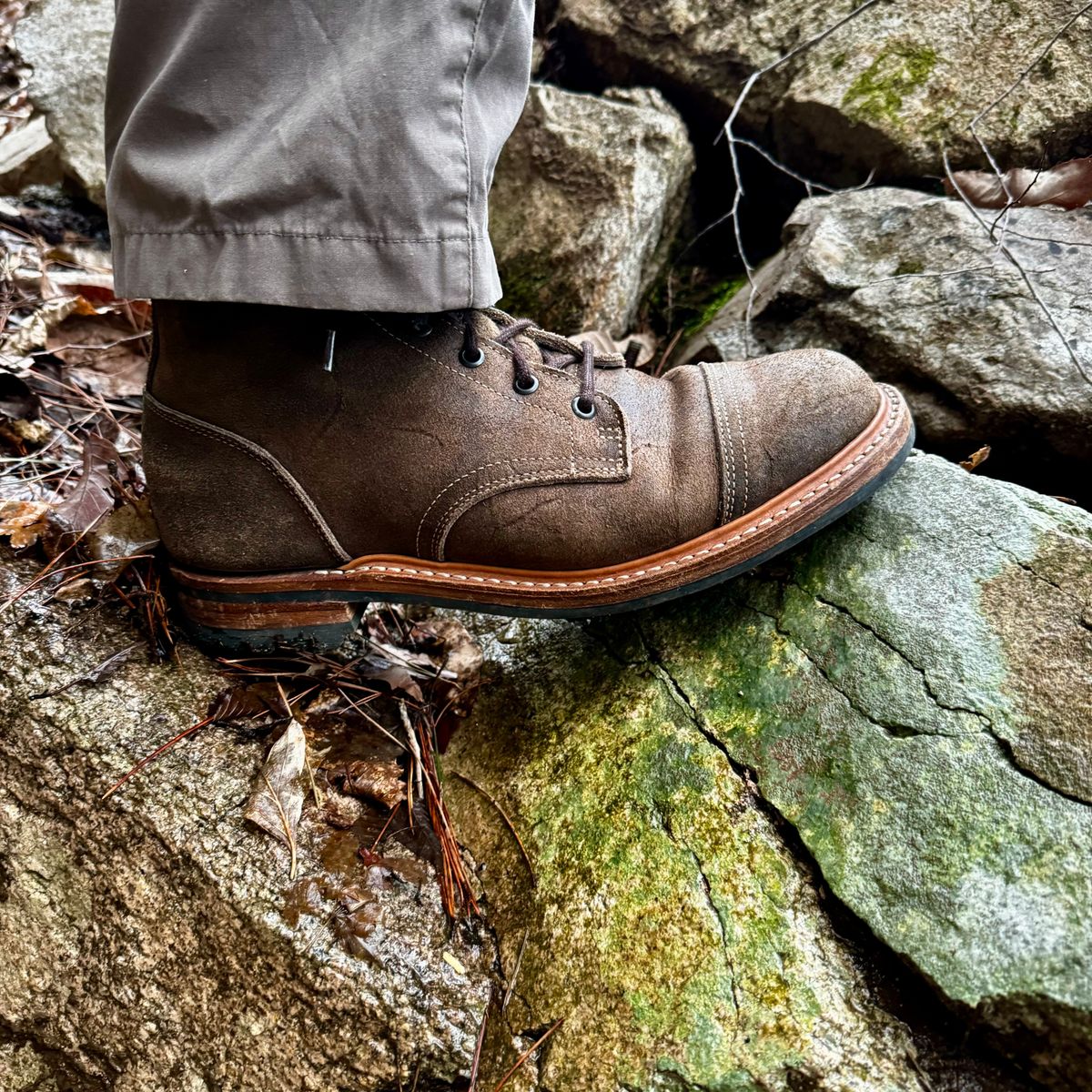Photo by have.boots.will.travel on March 30, 2024 of the Truman Service Boot in C.F. Stead Stone Rambler.