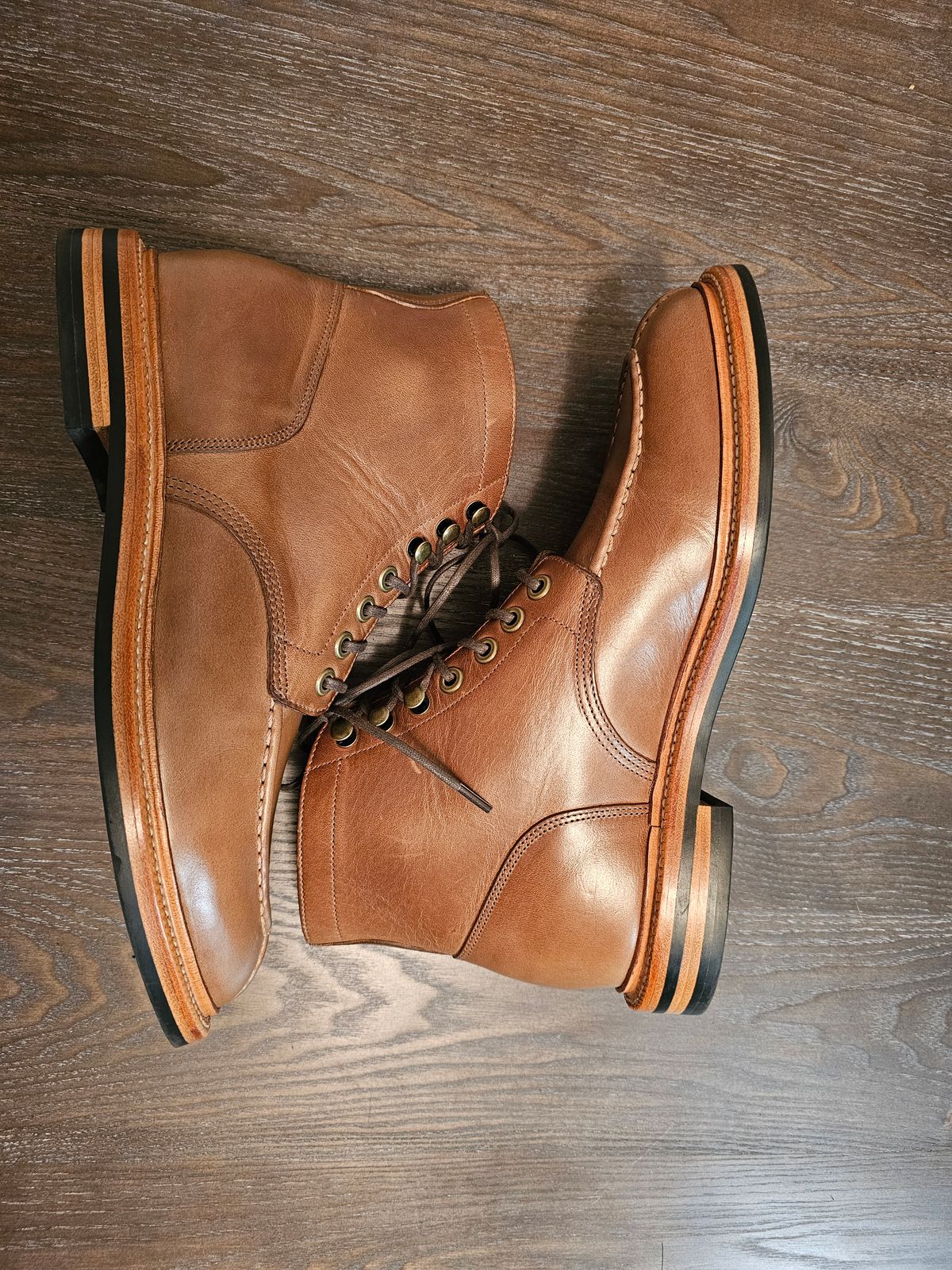 Photo by AspiringNormie on October 3, 2023 of the Grant Stone Ottawa Boot in Horween Dune Chromexcel.