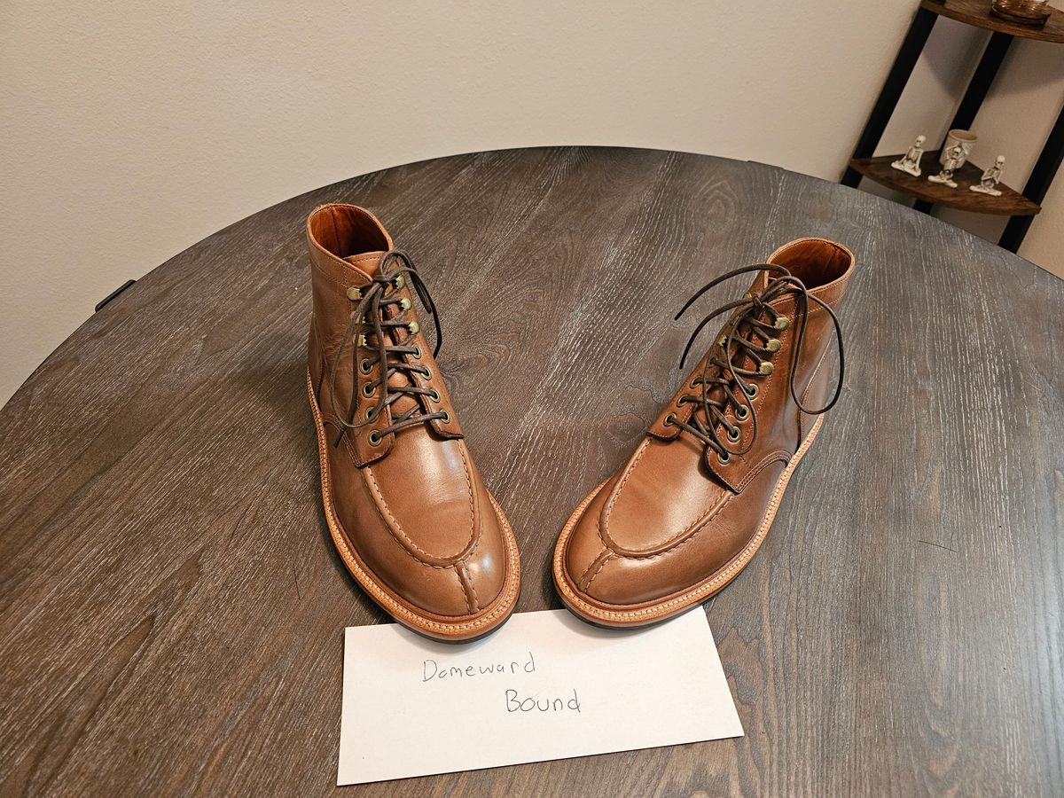 Photo by AspiringNormie on October 3, 2023 of the Grant Stone Ottawa Boot in Horween Dune Chromexcel.