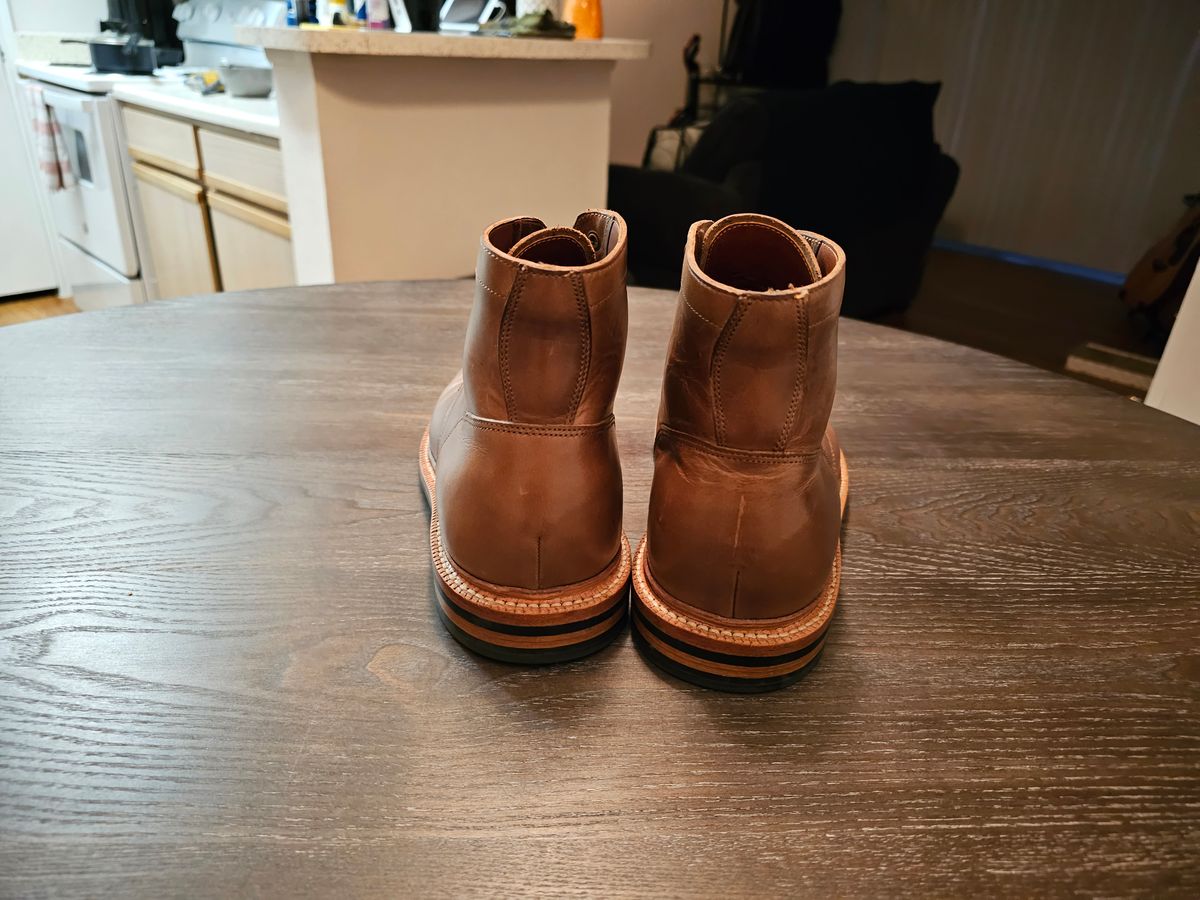 Photo by AspiringNormie on November 2, 2023 of the Grant Stone Ottawa Boot in Horween Dune Chromexcel.