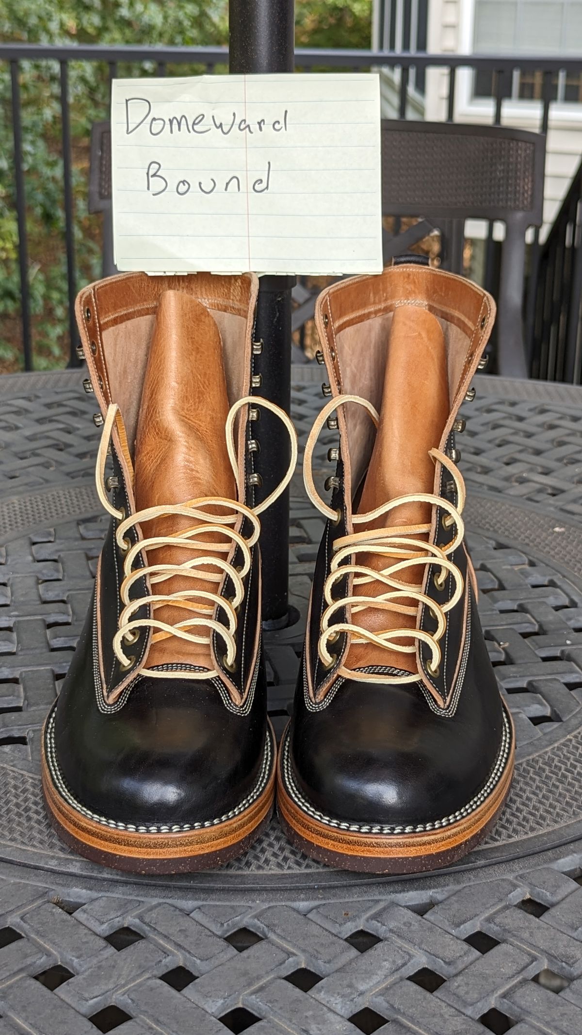 Photo by parcour on October 3, 2023 of the Onderhoud LCV01 Lineman Boot in Maryam Natural Horsebutt Overdyed Black.