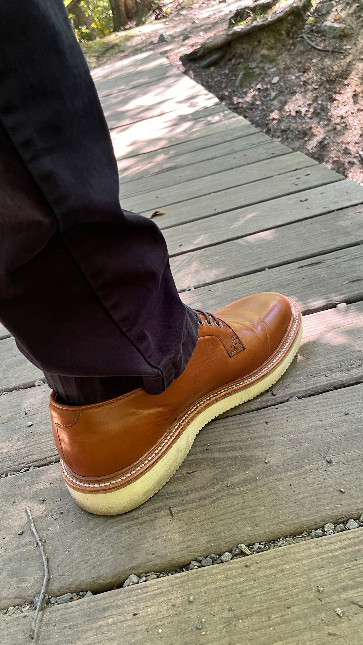 Photo by BigBadWolf on September 9, 2024 of the Grant Stone Plain Toe Blucher in Badalassi Carlo Saddle Tan Minerva.