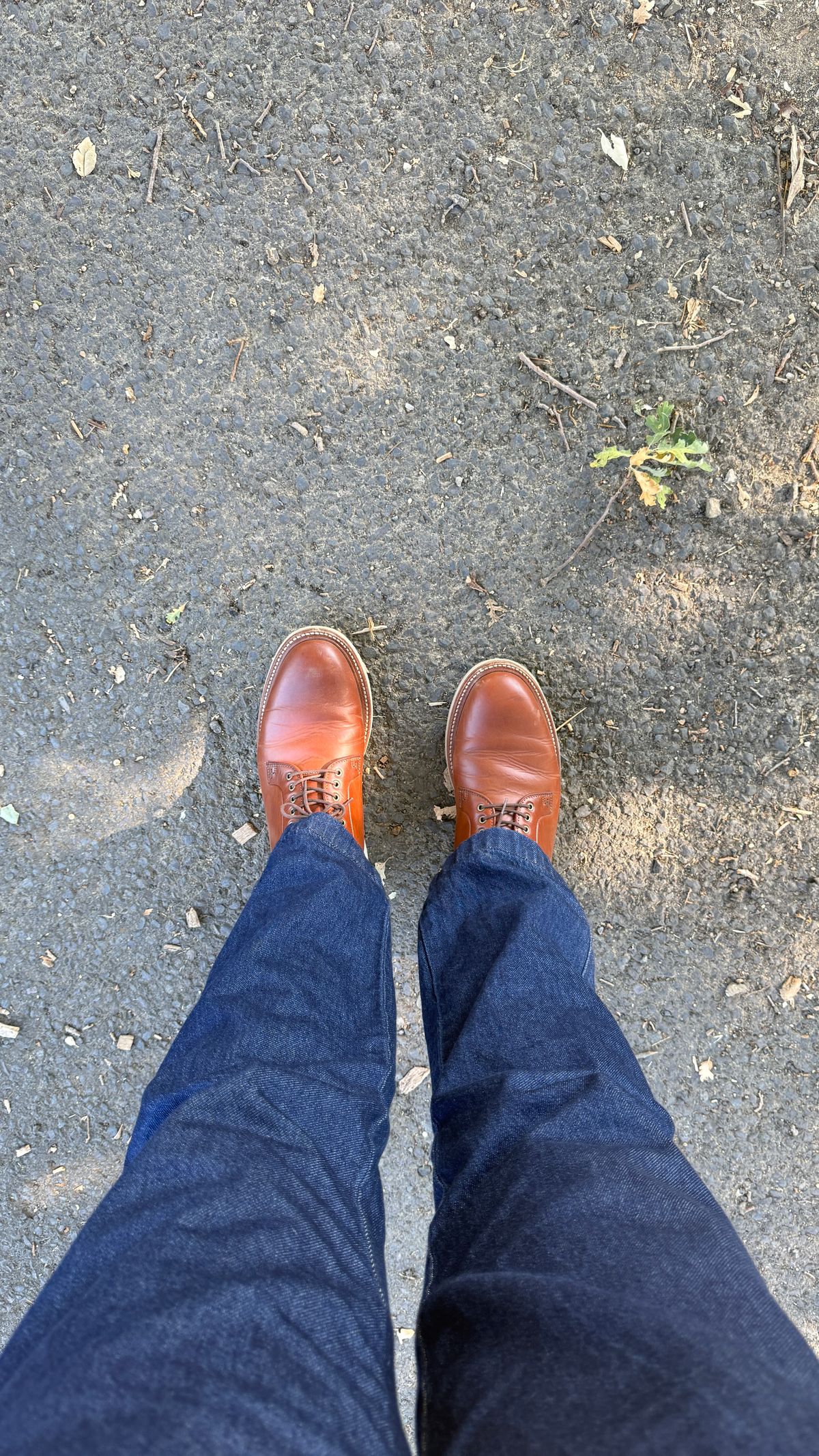 Photo by BigBadWolf on July 1, 2025 of the Grant Stone Plain Toe Blucher in Badalassi Carlo Saddle Tan Minerva.