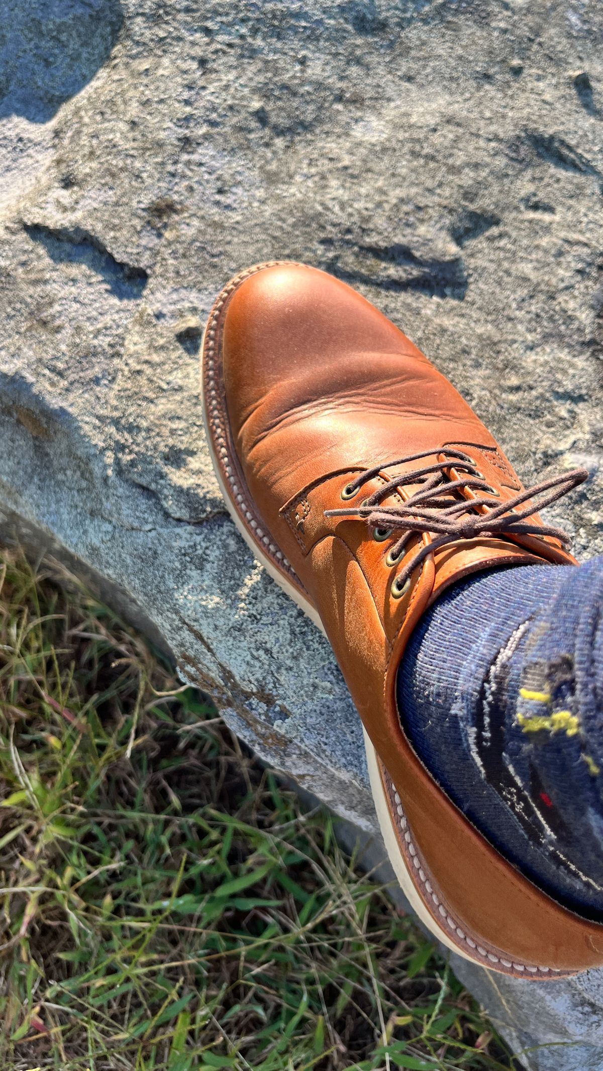 Photo by BigBadWolf on September 14, 2024 of the Grant Stone Plain Toe Blucher in Badalassi Carlo Saddle Tan Minerva.