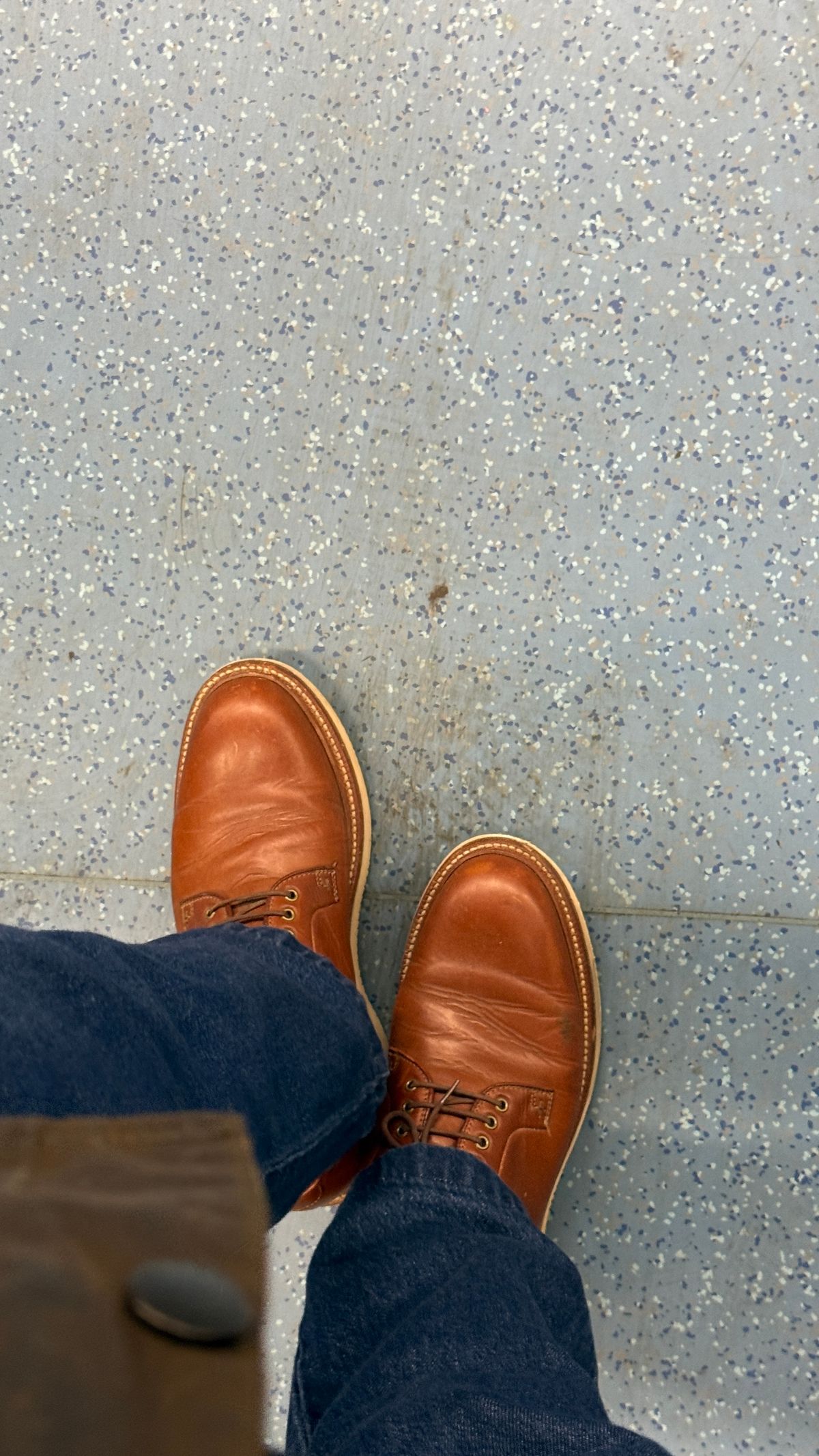 Photo by BigBadWolf on March 26, 2026 of the Grant Stone Plain Toe Blucher in Badalassi Carlo Saddle Tan Minerva.