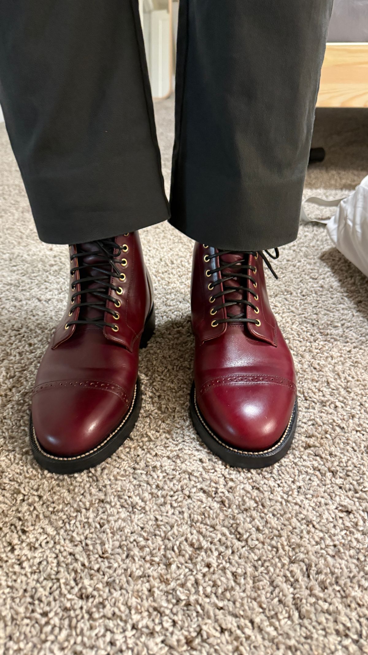 Photo by BigBadWolf on May 30, 2025 of the Grant Stone Garrison Boot in Horween Color 8 Chromexcel.