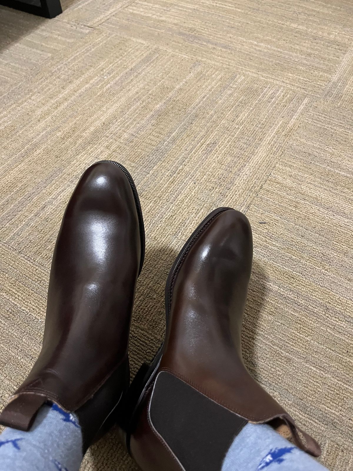 Photo by BigBadWolf on September 20, 2022 of the Meermin Wholecut Chelsea Boot in D’Annonay Dark Brown BoxCalf.