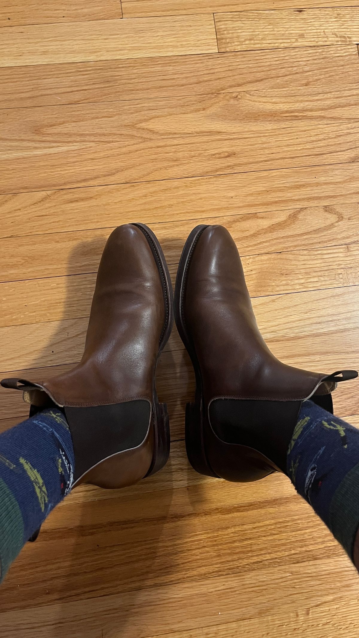 Photo by BigBadWolf on September 12, 2024 of the Meermin Wholecut Chelsea Boot in D’Annonay Dark Brown BoxCalf.