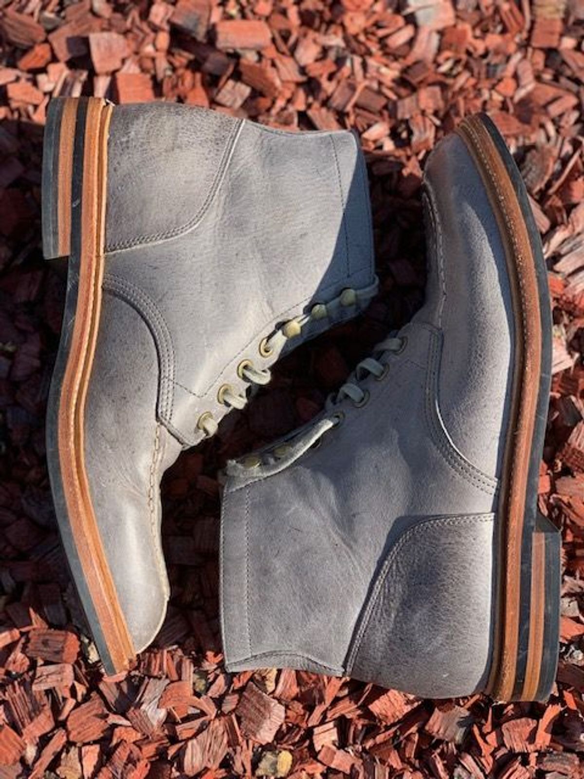 Photo by patinathunderdome on December 5, 2021 of the Grant Stone Ottawa Boot in C.F. Stead Storm Kudu.