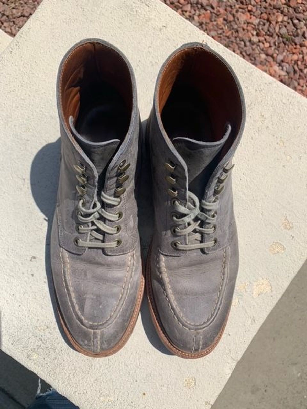 Photo by patinathunderdome on April 5, 2022 of the Grant Stone Ottawa Boot in C.F. Stead Storm Kudu.