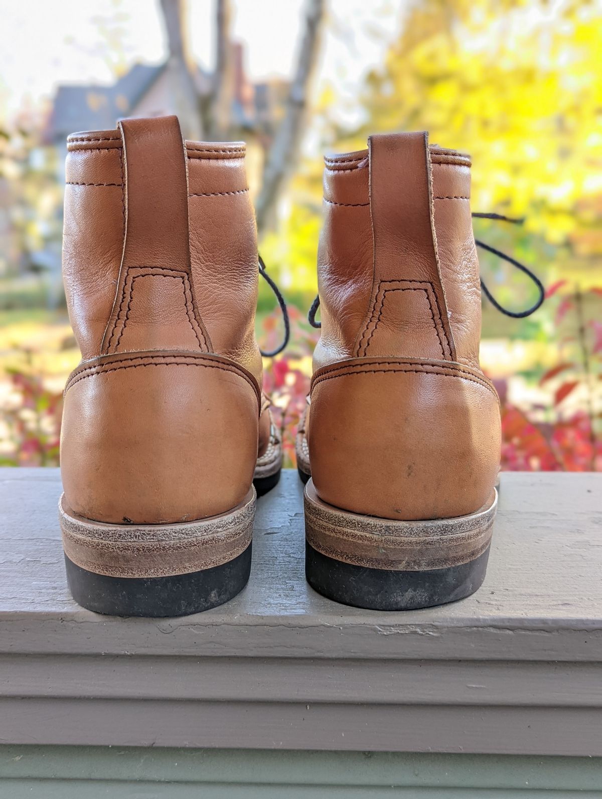 Photo by patinathunderdome on November 1, 2021 of the Wesco Hendrik in Horween Natural Essex.