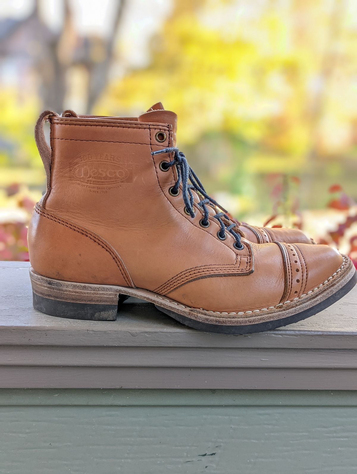 Photo by patinathunderdome on November 1, 2021 of the Wesco Hendrik in Horween Natural Essex.