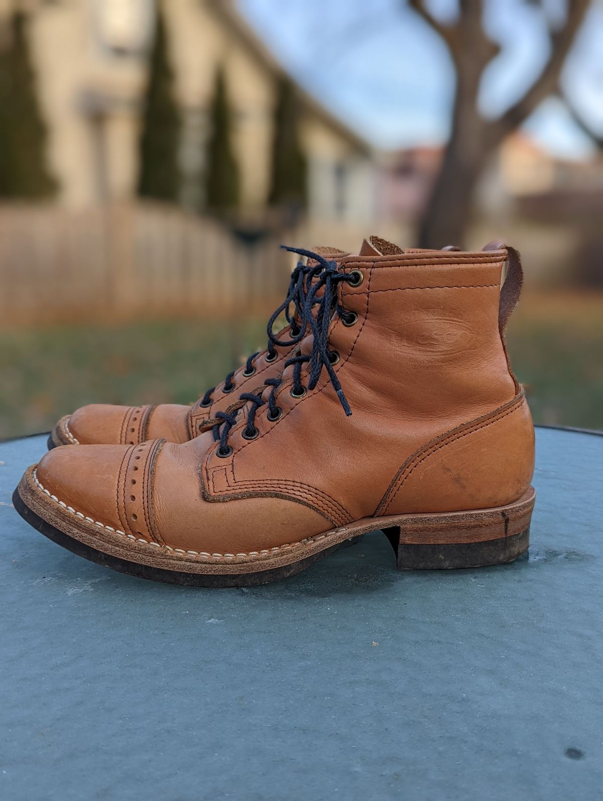 Photo by patinathunderdome on December 5, 2021 of the Wesco Hendrik in Horween Natural Essex.