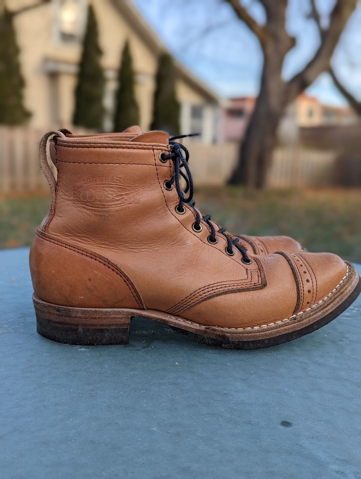 Photo by patinathunderdome on December 5, 2021 of the Wesco Hendrik in Horween Natural Essex.