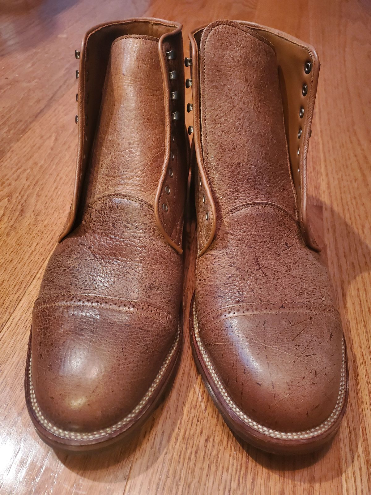 Photo by patinathunderdome on October 5, 2021 of the Viberg Service Boot in C.F. Stead Snuff Shrunken Kudu.