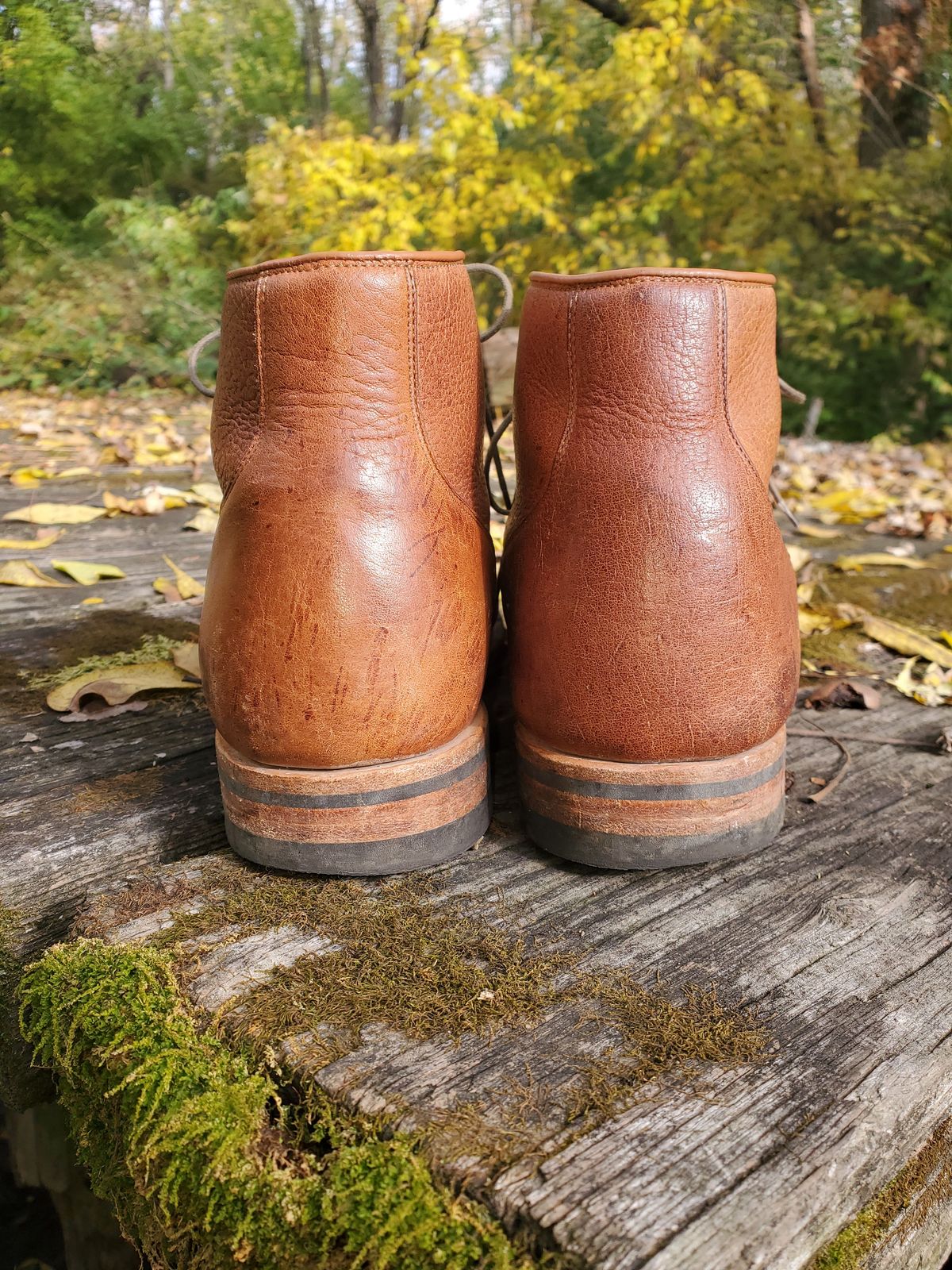 Photo by patinathunderdome on November 1, 2021 of the Viberg Service Boot in C.F. Stead Snuff Shrunken Kudu.