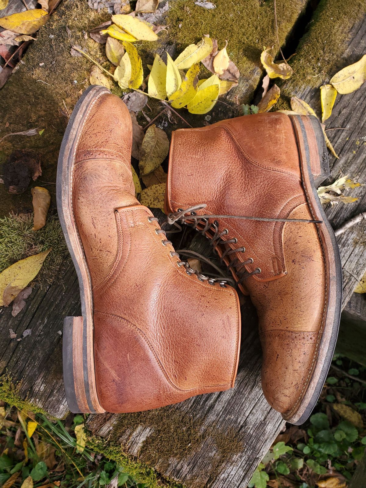 Photo by patinathunderdome on November 1, 2021 of the Viberg Service Boot in C.F. Stead Snuff Shrunken Kudu.