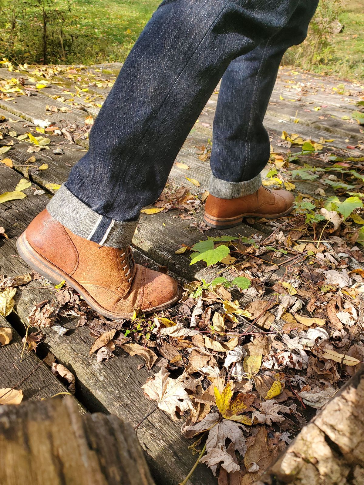 Photo by patinathunderdome on November 1, 2021 of the Viberg Service Boot in C.F. Stead Snuff Shrunken Kudu.