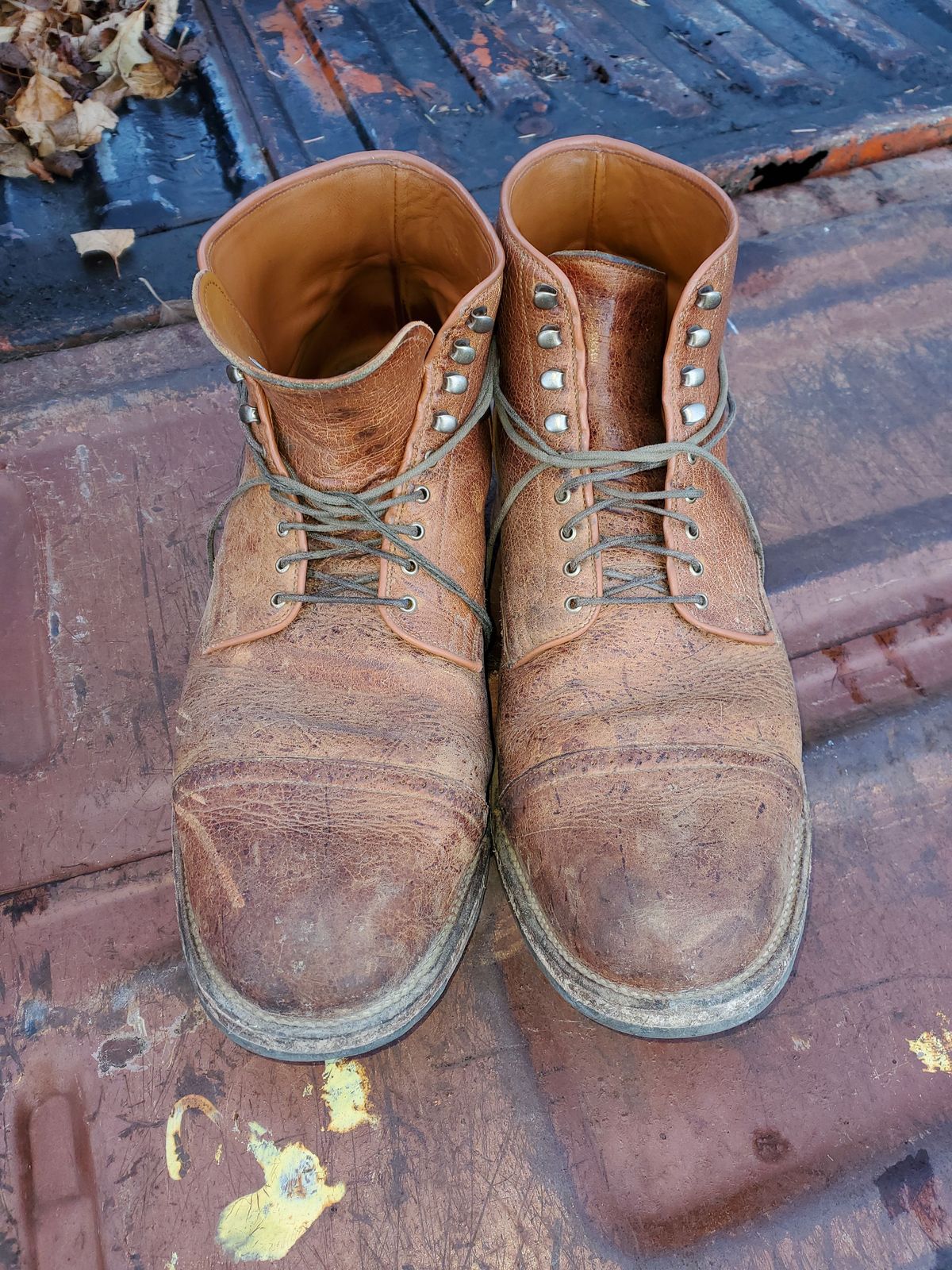 Photo by patinathunderdome on December 1, 2021 of the Viberg Service Boot in C.F. Stead Snuff Shrunken Kudu.
