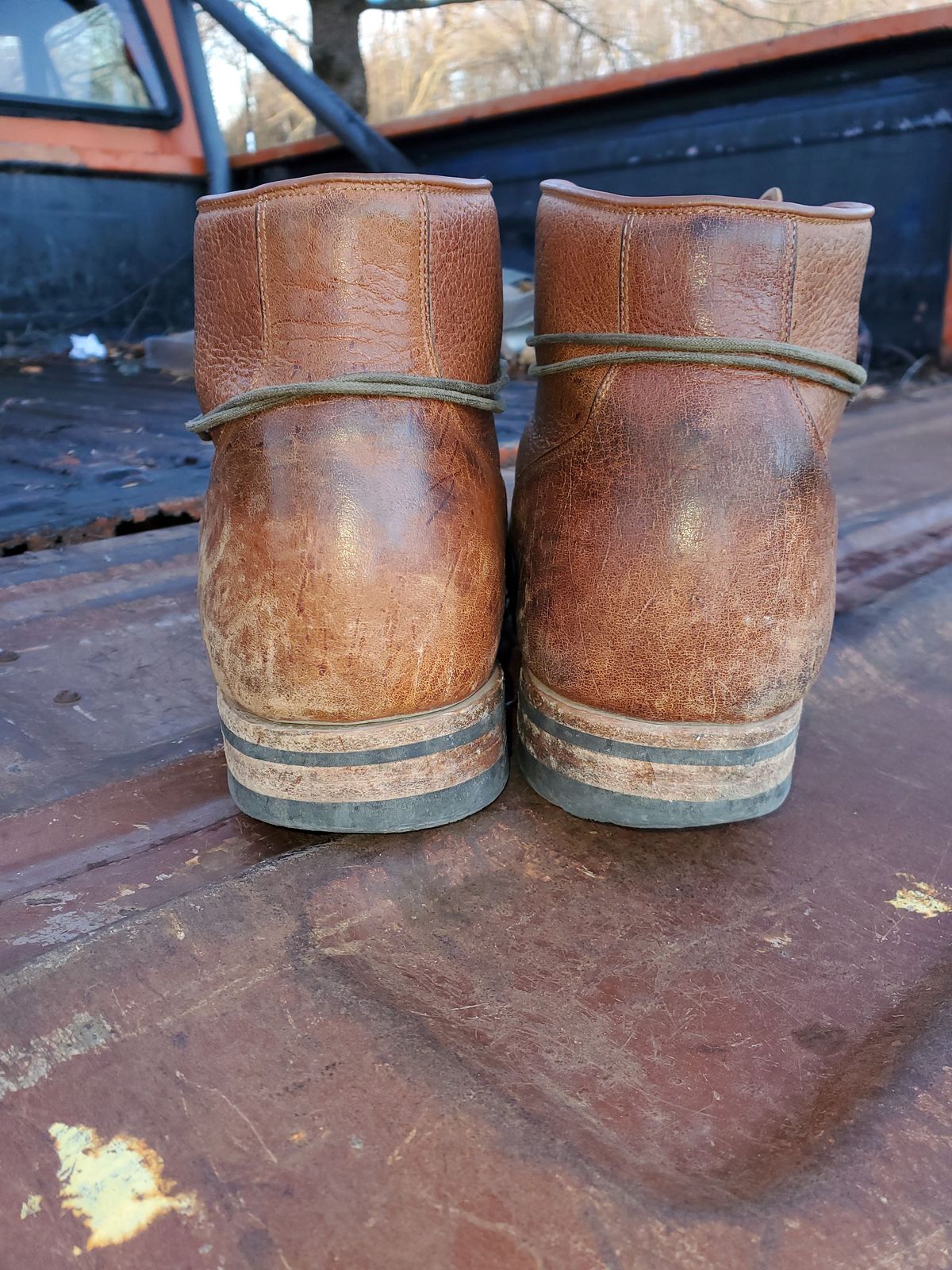 Photo by patinathunderdome on December 1, 2021 of the Viberg Service Boot in C.F. Stead Snuff Shrunken Kudu.
