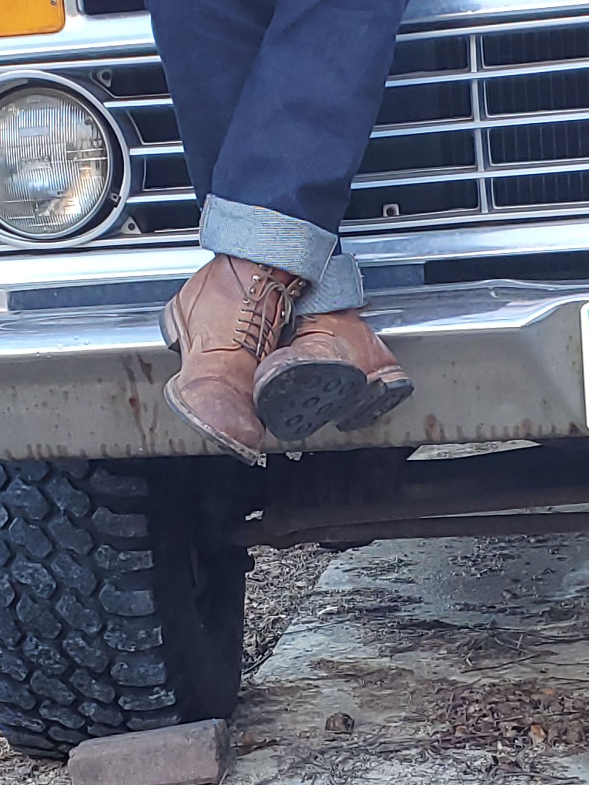 Photo by patinathunderdome on December 1, 2021 of the Viberg Service Boot in C.F. Stead Snuff Shrunken Kudu.